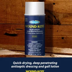 Farnam Wound Kote Blue Lotion Spray Wound Dressing For Horses & Dogs (7 oz)