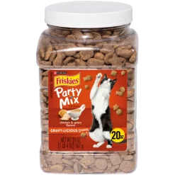 Friskies Party Mix Crunch Gravylicious Chicken & Gravy Flavors Cat Treats