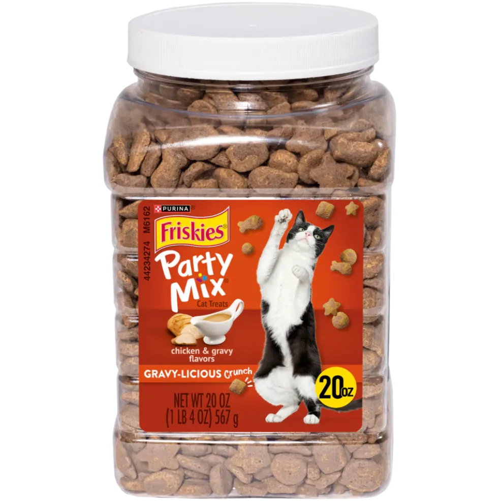 Friskies Party Mix Crunch Gravylicious Chicken & Gravy Flavors Cat Treats