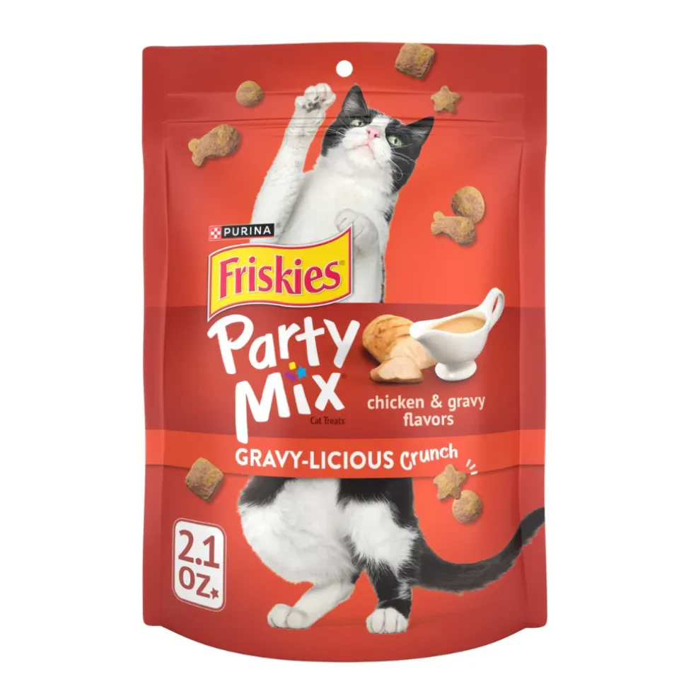Friskies Party Mix Gravy-Licious Crunch Chicken & Gravy Cat Treats