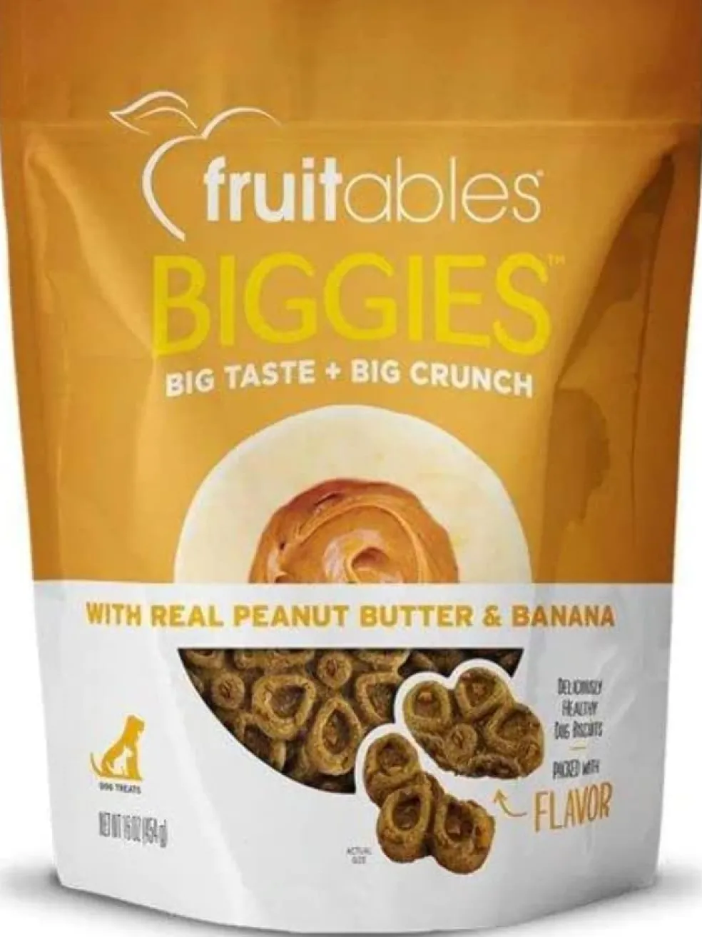 Fruitables BIGGIES Peanut Butter & Banana Dog Treats (16 oz)