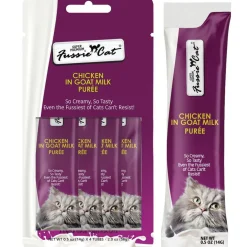 Fussie Cat Chicken in Goat Milk Puree Lickable Cat Treats, 0.5-oz x 4-tubes