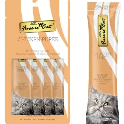 Fussie Cat Chicken Puree Lickable Cat Treats, 0.5-oz x 4-tubes