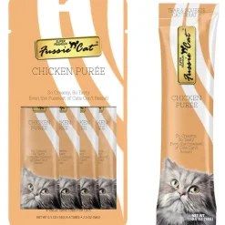 Fussie Cat Chicken Puree Lickable Cat Treats, 0.5-oz x 4-tubes