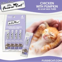 Fussie Cat Chicken with Pumpkin in Goat Milk Puree Lickable Kitten Recipe, 0.5-oz tube, 4-count