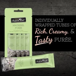 Fussie Cat Mackerel Puree Lickable Cat Treats, 0.5-oz x 4-tubes