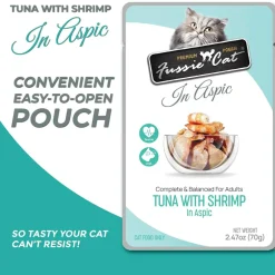 Fussie Cat Premium Tuna with Shrimp in Aspic Wet Cat Food, 2.47-oz pouch