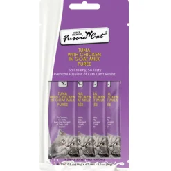 Fussie Cat Tuna with Chicken in Goat Milk Puree Lickable Cat Treats, 0.5-oz x 4-tubes