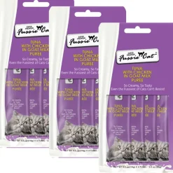 Fussie Cat Tuna with Chicken in Goat Milk Puree Lickable Cat Treats, 0.5-oz x 4-tubes