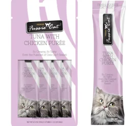 Fussie Cat Tuna with Chicken Puree Lickable Cat Treats, 0.5-oz x 4-tubes