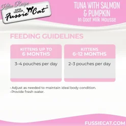 Fussie Cat Tuna with Salmon in Goat Milk Shreds Kitten Pouch, 1.5-oz case of 12