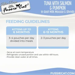 Fussie Cat Tuna with Salmon in Goat Milk Mousse Kitten Pouch, 1.5-oz case of 12