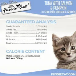 Fussie Cat Tuna with Salmon in Goat Milk Mousse Kitten Pouch, 1.5-oz case of 12