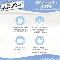 Fussie Cat Tuna with Salmon in Goat Milk Mousse Kitten Pouch, 1.5-oz case of 12