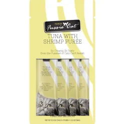 Fussie Cat Tuna with Shrimp Puree Lickable Cat Treats, 0.5-oz x 4-tubes