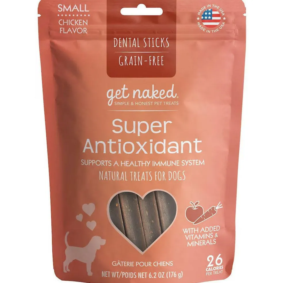 Get Naked Super Antioxidant Grain-Free Dental Stick Dog Treats, Large, 6 count