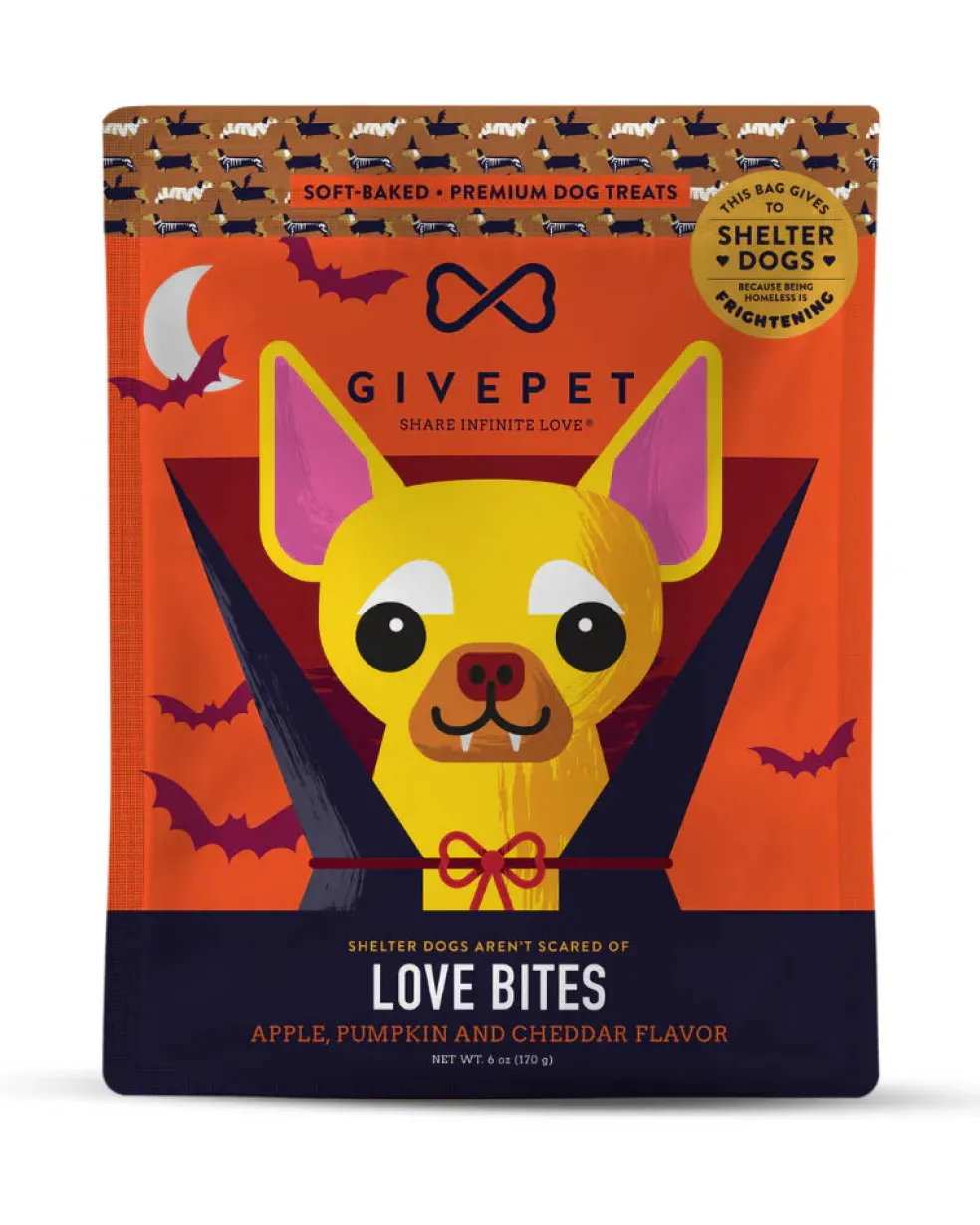 GivePet Love Bites Apple, Pumpkin & Cheddar Flavor Soft Dog Treats, 6-oz