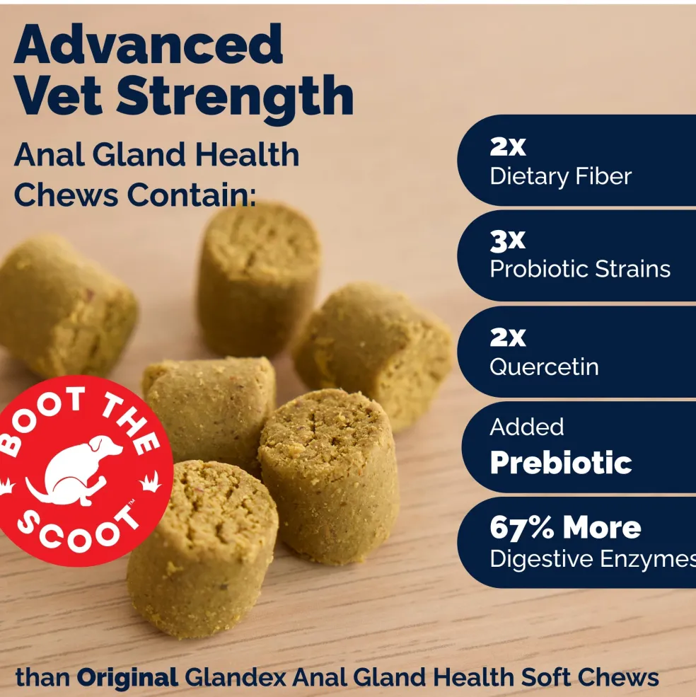 Glandex Advanced Vet Strength Anal Gland Support for Dogs, Duck & Bacon Flavor
