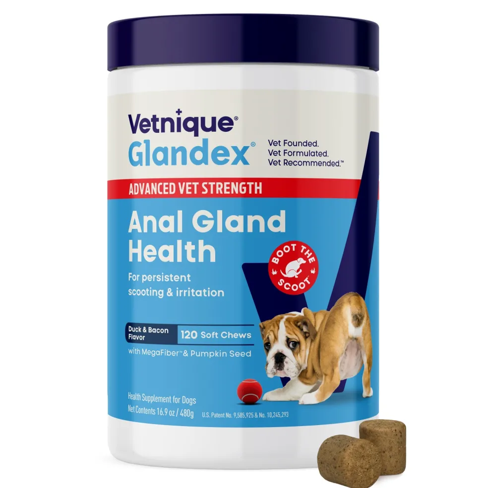 Glandex Advanced Vet Strength Anal Gland Support for Dogs, Duck & Bacon Flavor