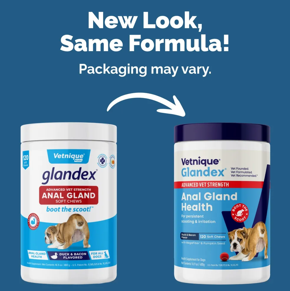 Glandex Advanced Vet Strength Anal Gland Support for Dogs, Duck & Bacon Flavor