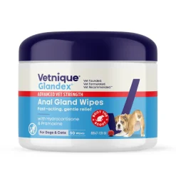 Glandex Advanced Vet Strength Anal Gland Health Wipes For Dogs & Cats, 50 ct