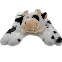 GoDog Barnyard Flats Cow Durable Squeaky Plush Dog Toy, Large