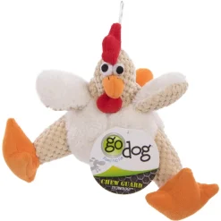 goDog Checkers Rooster with Chew Guard Technology Tough Plush Toy For Dogs
