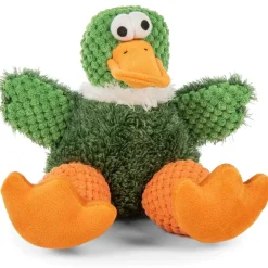 GoDog Checkers Sitting Duck Squeaky Plush Dog Toy, Large