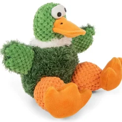 GoDog Checkers Sitting Duck Squeaky Plush Dog Toy, Large