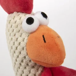 GoDog Checkers Skinny Brown Rooster Plush Squeaker Dog Toy