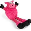 GoDog Checkers Skinny Pig Squeaker Dog Toy, Pink, Small