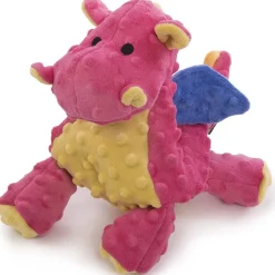 GoDog Coral Dragon Chew Guard Squeaky Plush Dog Toy, Large