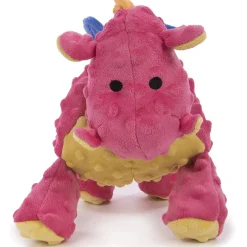 GoDog Coral Dragon Chew Guard Squeaky Plush Dog Toy, Large