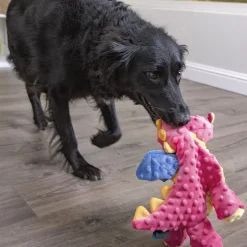 GoDog Coral Dragon Chew Guard Squeaky Plush Dog Toy, Large