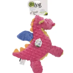 GoDog Coral Dragon Chew Guard Squeaky Plush Dog Toy, Large