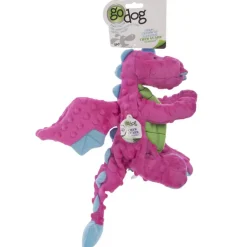 GoDog Dragons Chew Guard Squeaky Plush Dog Toy, Pink