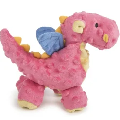 goDog Dragons with Chew Guard Technology Tough Plush Toy For Dogs, Coral
