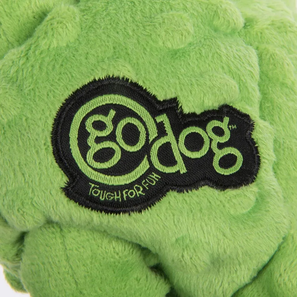 GoDog Green Tugs Monkey Chew Guard Squeaky Plush Dog Toy, Large