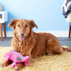 GoDog Pink Gator Chew Guard Squeaky Plush Dog Toy, Large