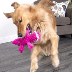 GoDog Pink Gator Chew Guard Squeaky Plush Dog Toy, Large