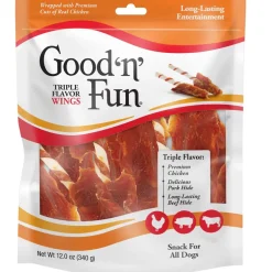 Good 'N' Fun Triple Flavor Wings Dog Treats, Beef, Pork & Chicken (12 oz)