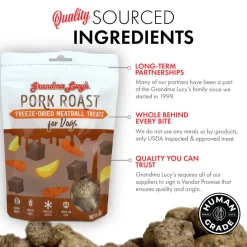Grandma Lucy Pork Roast Freeze-Dried Meatball Treats for Dogs, 3-oz