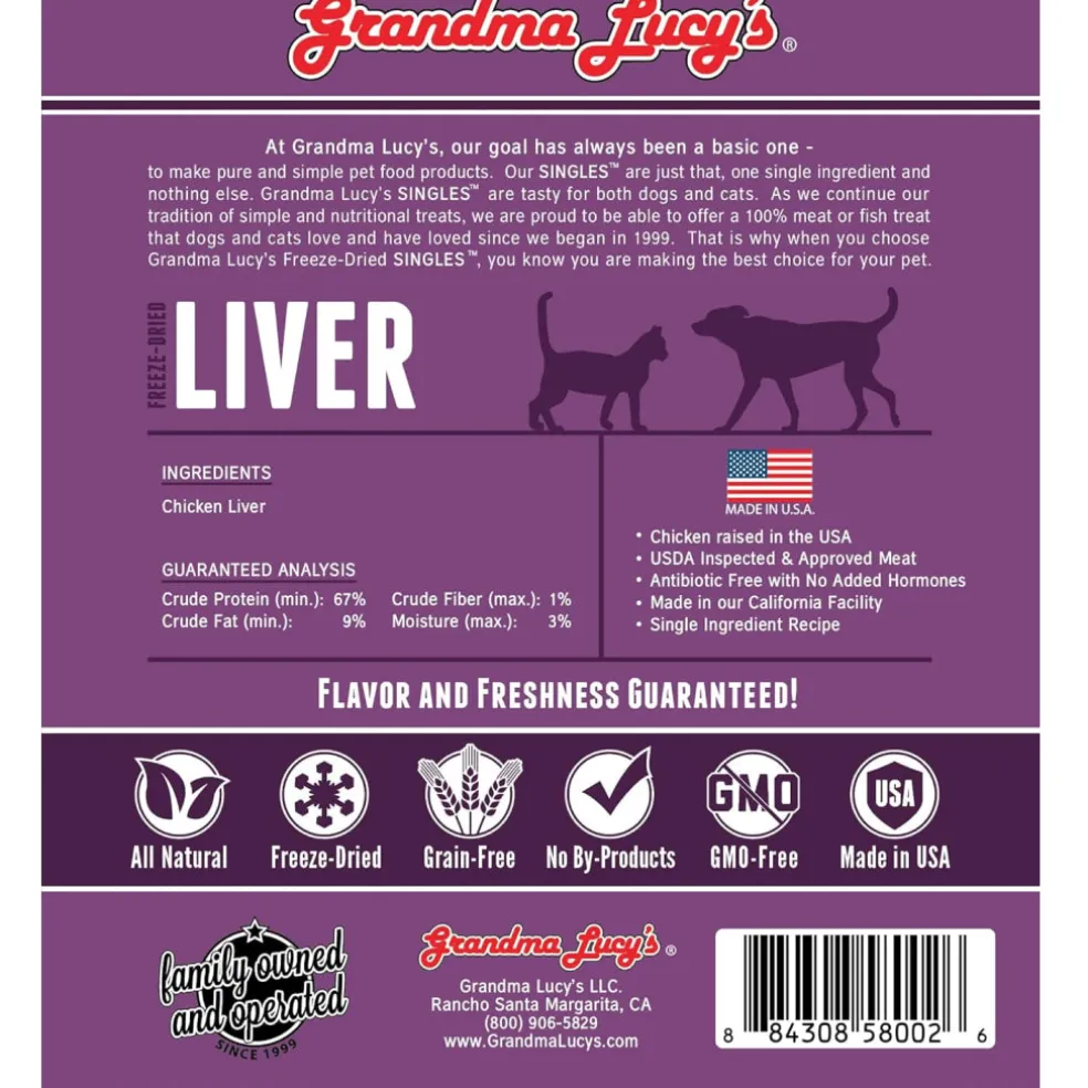 Grandma Lucy's Freeze-Dried Chicken Liver Dog & Cat Treats (2.5 oz)