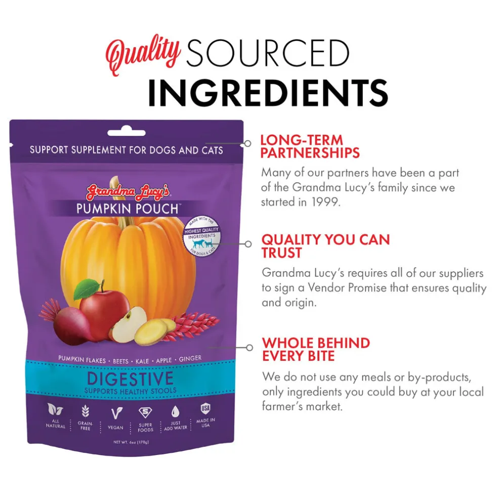 Grandma Lucy's Pumpkin Pouch Digestive Freeze-Dried Dog & Cat Food Topper for Dogs & Cats - 6oz