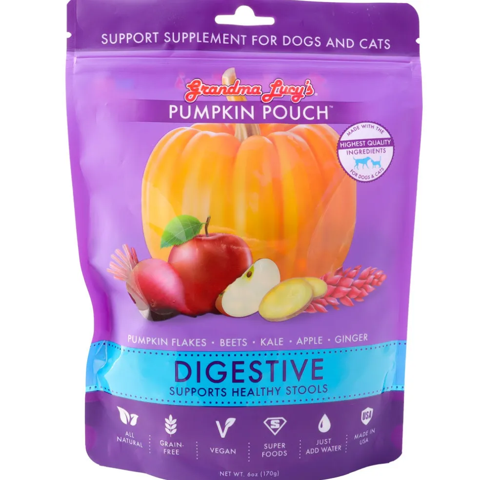 Grandma Lucy's Pumpkin Pouch Digestive Freeze-Dried Dog & Cat Food Topper for Dogs & Cats - 6oz