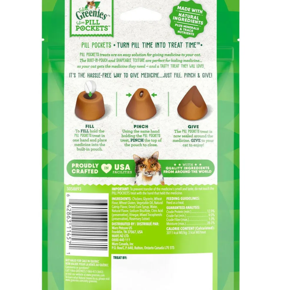 Greenies Feline Pill Pockets Catnip Flavor, 1.6-oz