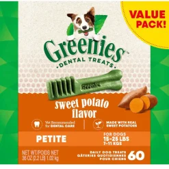 GREENIES Sweet Potato Petite Dental Treats, 60 count