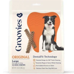 Groovies Original Chicken Flavor Dental Chews for Large Dogs 25-50 lbs