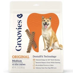 Groovies Original Chicken Flavor Dental Chews for Medium Dogs 15-25 lbs