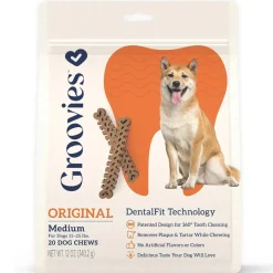 Groovies Original Chicken Flavor Dental Chews for Medium Dogs 15-25 lbs